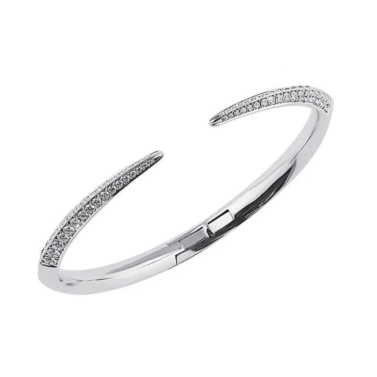 Sabre Fine Slim Bangle - 18ct White Gold & Diamond