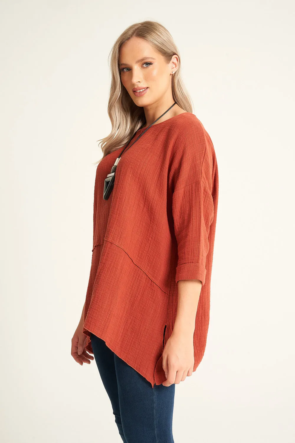 Saloos Loose Fit Cotton Top with Necklace