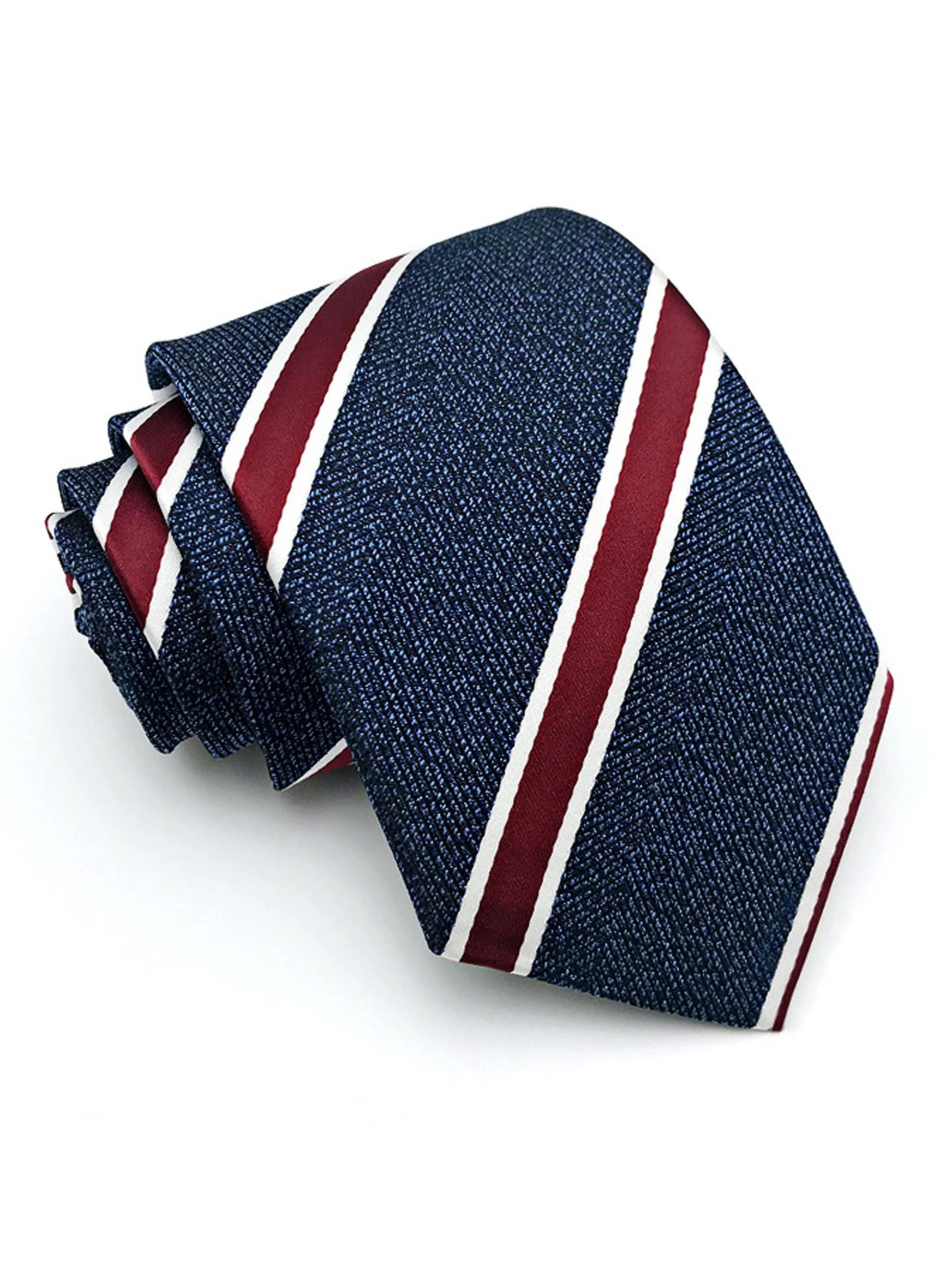 Stripes Tie - Navy Blue with Red Line