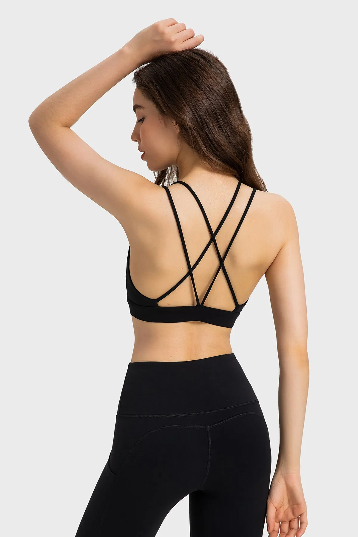 Sweetheart Neck Cross Back Sports Bra