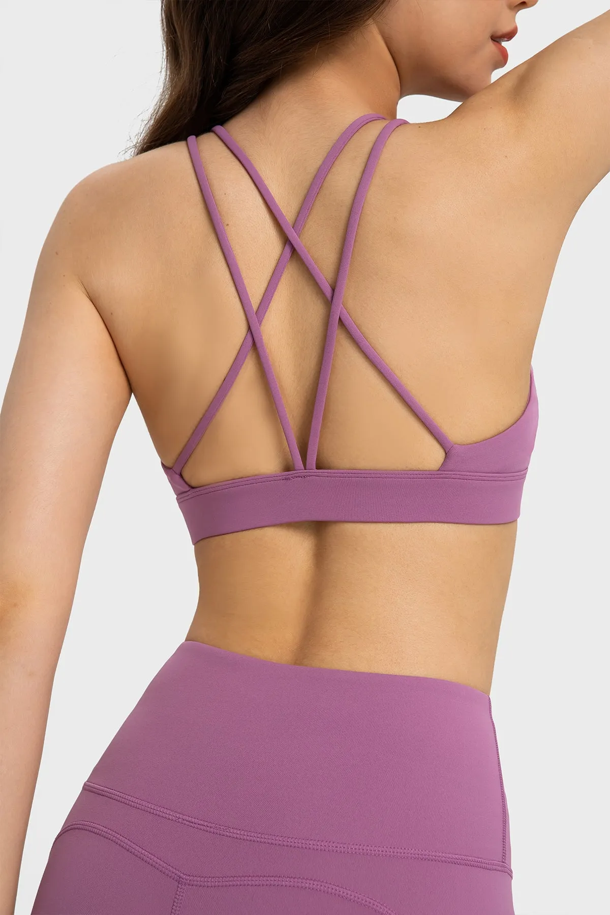 Sweetheart Neck Cross Back Sports Bra