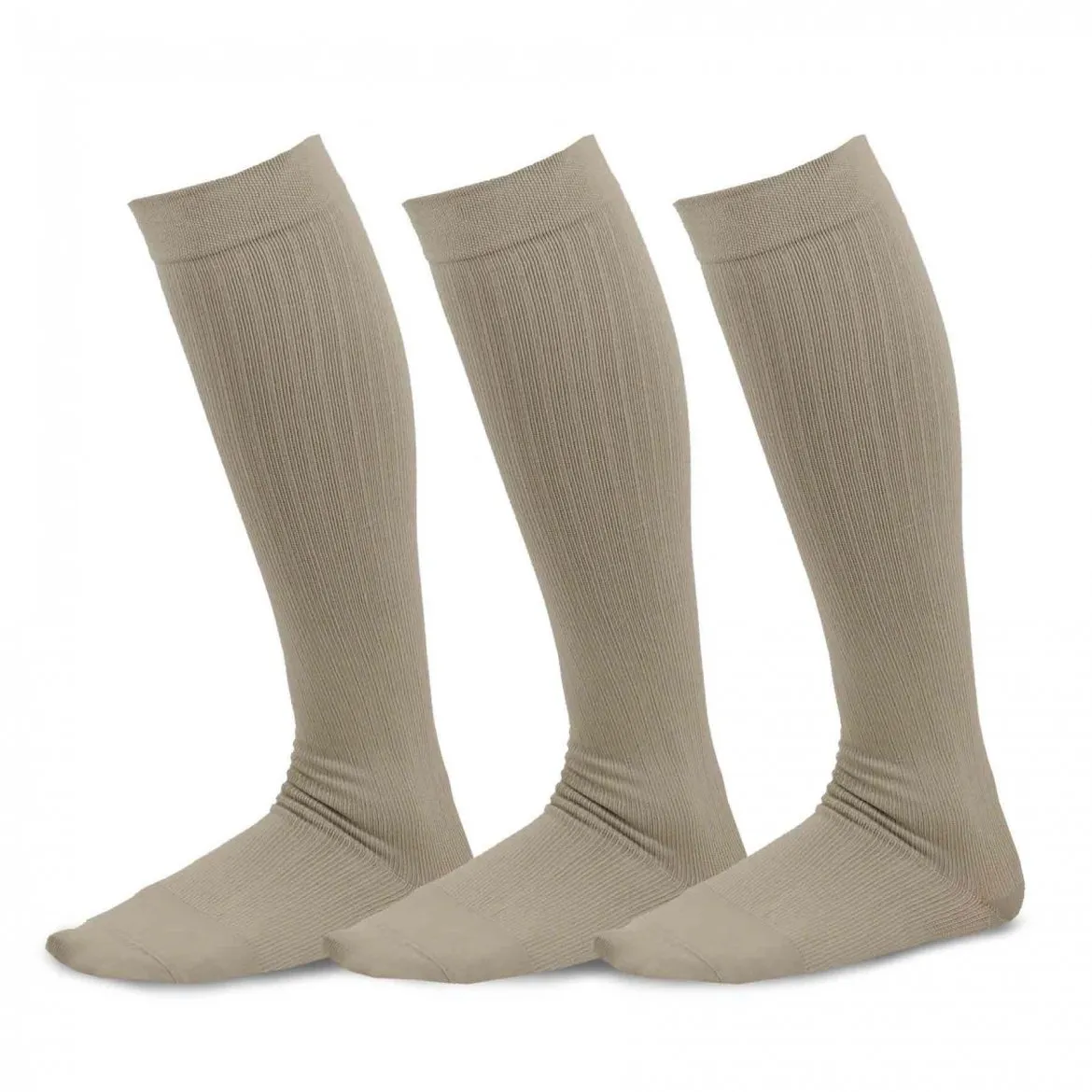 TeeHee Socks Women's Compression Bamboo Knee High Taupe 3-Pack (50601)