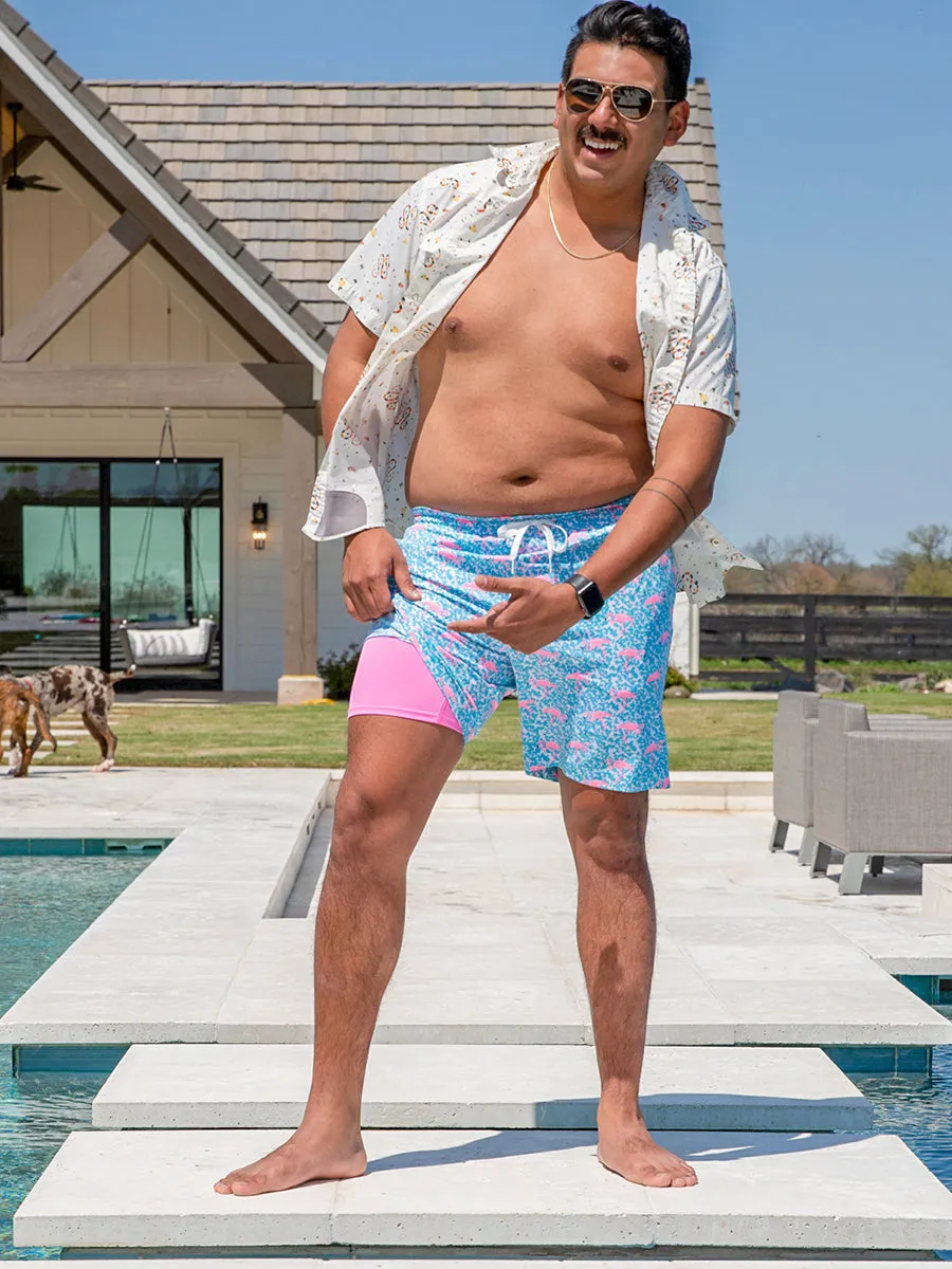 The Domingos Are For Flamingos 7" (Lined Classic Swim Trunk)