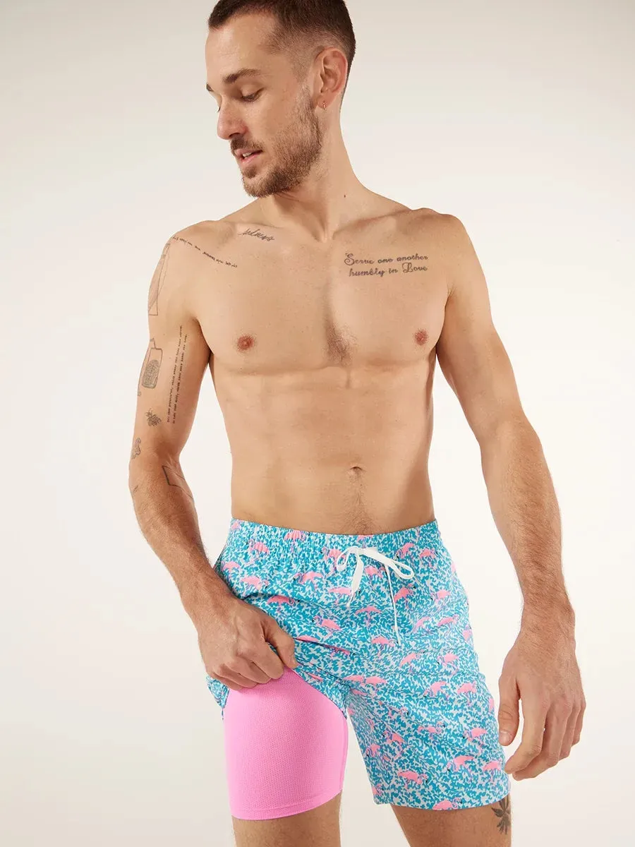 The Domingos Are For Flamingos 7" (Lined Classic Swim Trunk)