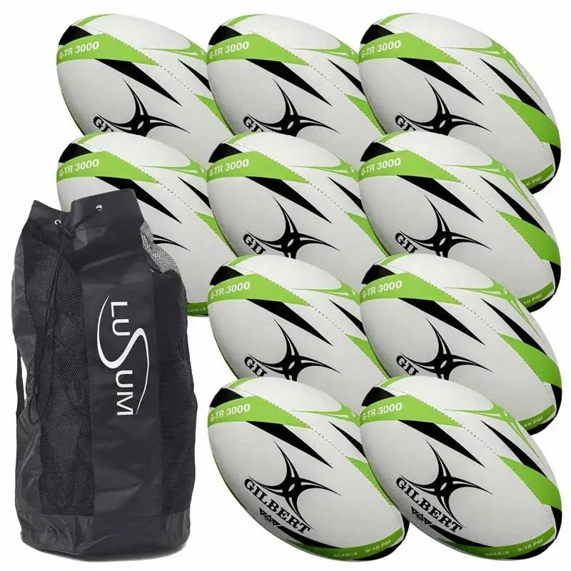 Trainer Rugby Ball - Gilbert GTR3000 - Pack of 10 Balls   Bag