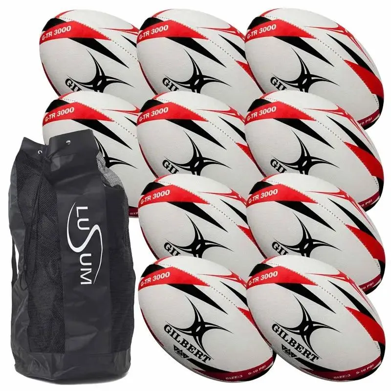 Trainer Rugby Ball - Gilbert GTR3000 - Pack of 10 Balls   Bag