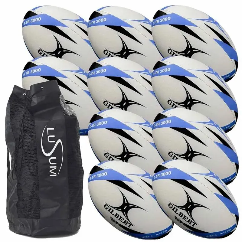 Trainer Rugby Ball - Gilbert GTR3000 - Pack of 10 Balls   Bag