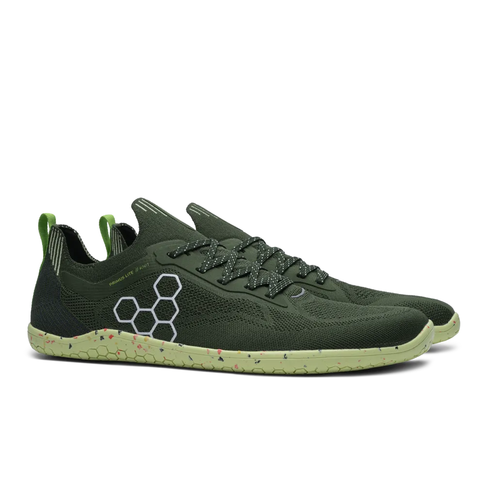 Mens Vivobarefoot Primus Lite Knit Sneakers - Douglas Fir Color, Lightweight & Breathable