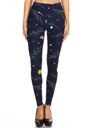 Women's 3X 5X Colorful Planet Space Pattern Printed Leggings